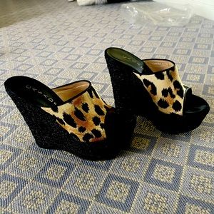 Casedei leopard black espadrille wedge